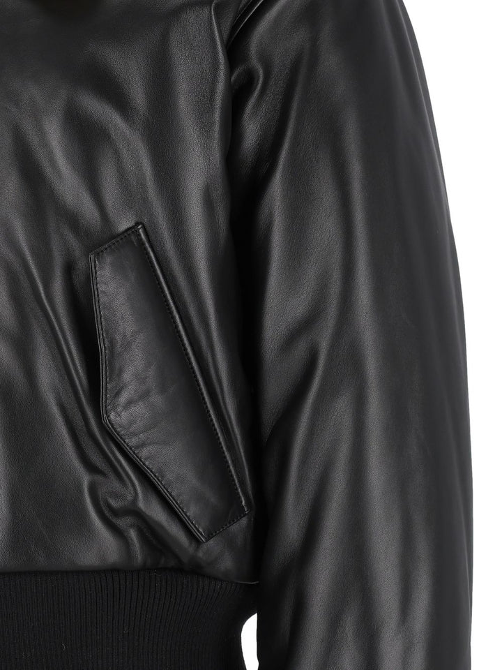 Ami Paris Zipped Padded Jacket With Shearling Collar Jackets Black