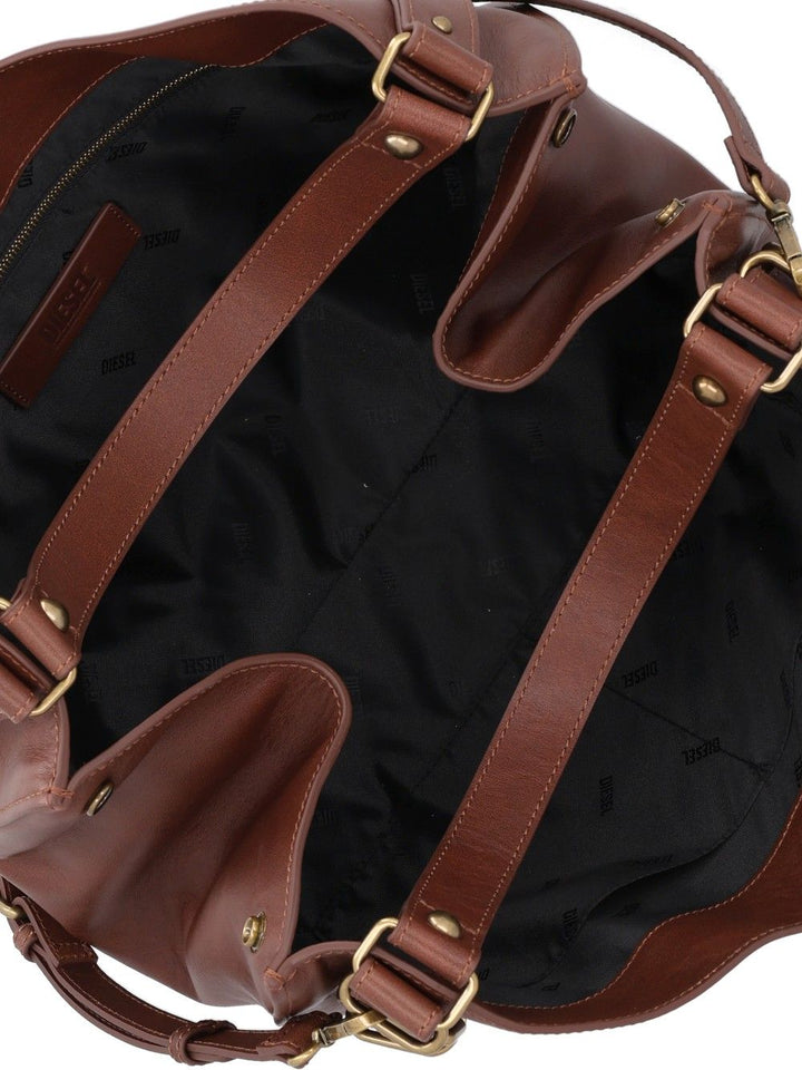 Diesel D-One Medium Borsa in Pelle Borse a Spalla e Tracolla Marrone