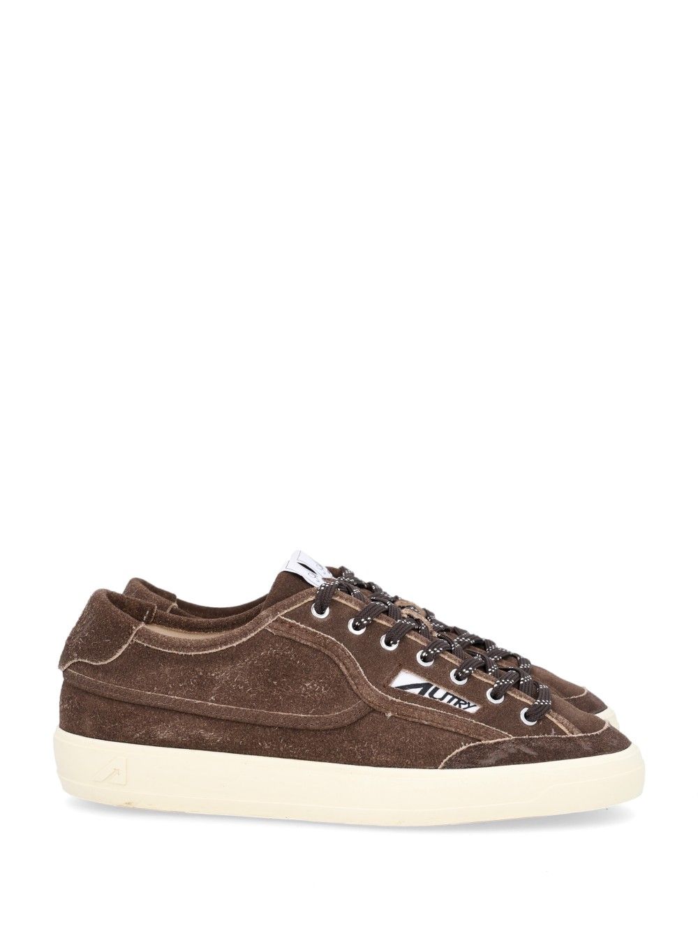 Autry Windscape Low In Check Fabric And Suede Sneakers Brown