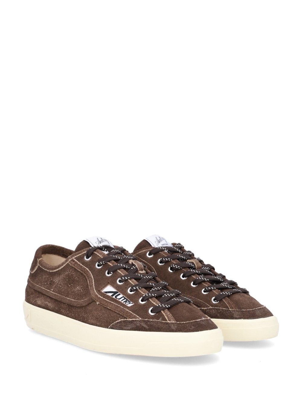 Autry Windscape Low In Check Fabric And Suede Sneakers Brown