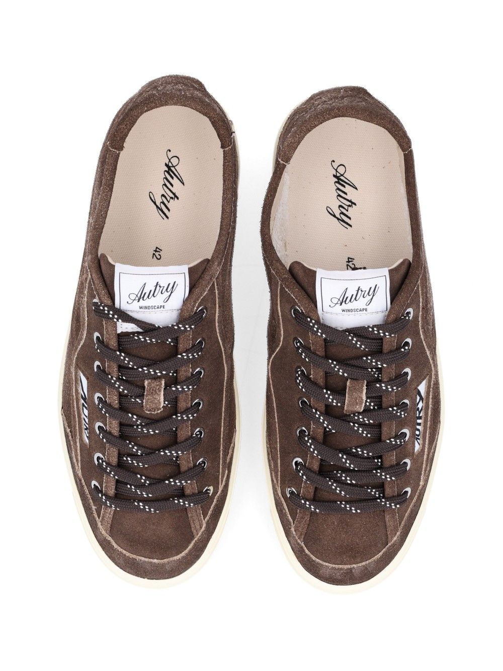 Autry Windscape Low In Check Fabric And Suede Sneakers Brown