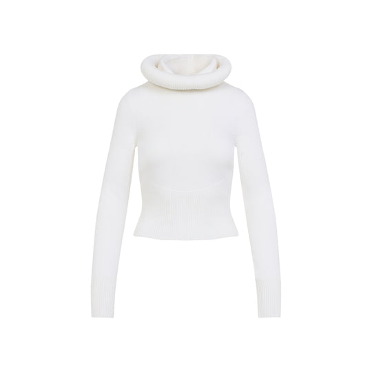 White Hooded Virgin Wool Pullover