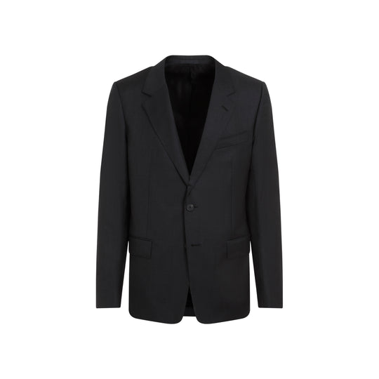 Grey Single Breasted Tailored Virgin Wool Jacket
