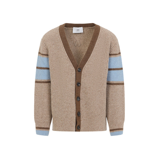 Camel Beige Wool College Cardigan