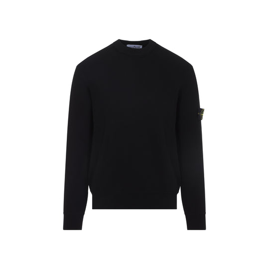 Black Cotton Crew Neck Sweater
