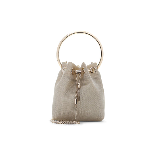 Champagne Beige Mesh Bon Bon Metallic Handbag