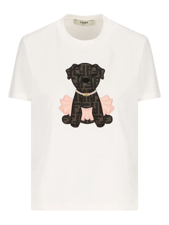 T-Shirt Fendi Itina In Cotone Con Charm