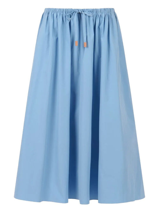 Organic Poplin Drawstring Midi Skirt