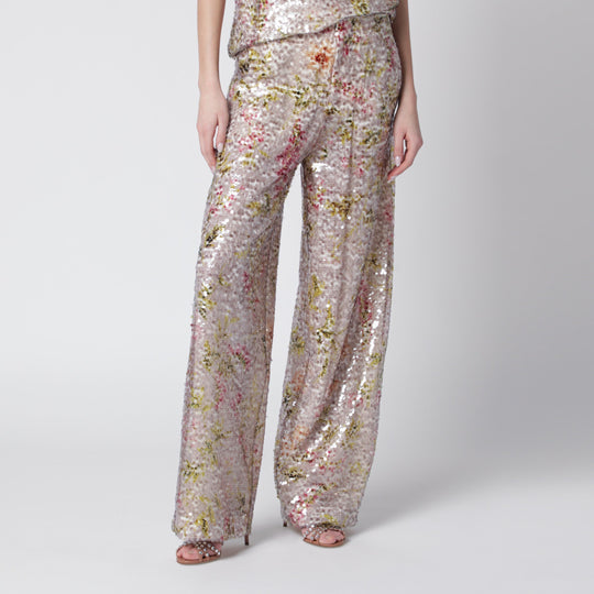 Sequin Trousers With Floral Pattern