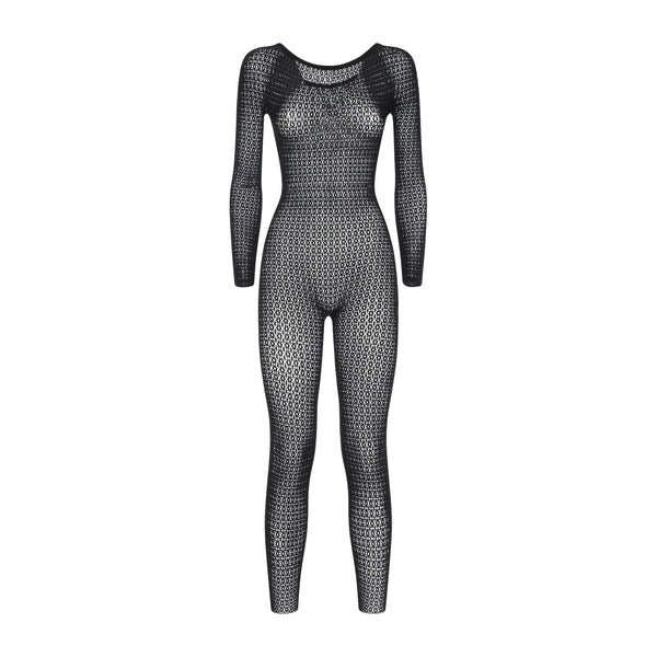 Black Daisy Net Catsuit