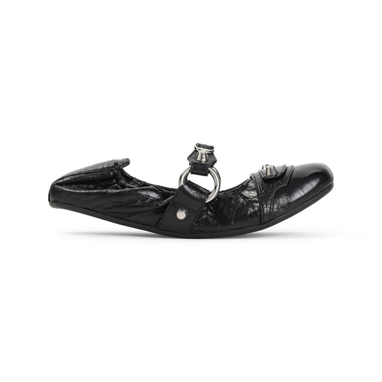Black Lamb Leather City Flat Sandals