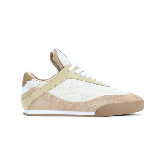 Light Ocher Beige Leather Kick Sneakers