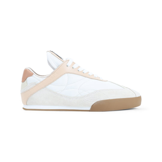 Tender Peach Beige Leather Kick Sneakers