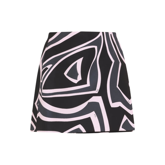 Black And Pink Silk Mini Skirt