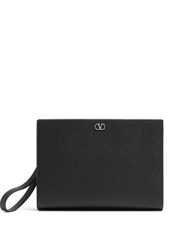 Pouch Valentino Garavani Vlogo Signature In Vitello Granato