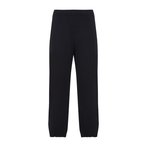 Black Embroidered Logo Cotton Pants