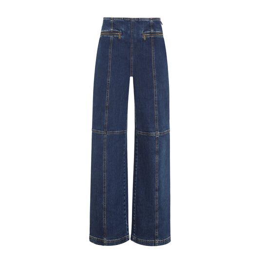 Blue Melange Cotton Denim Jeans