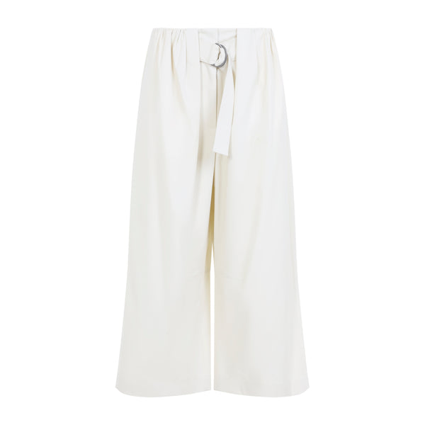 Ivory Cropped Belted Trousers