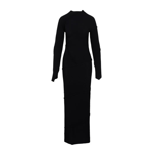 Black Spiral Viscose Maxi Dress