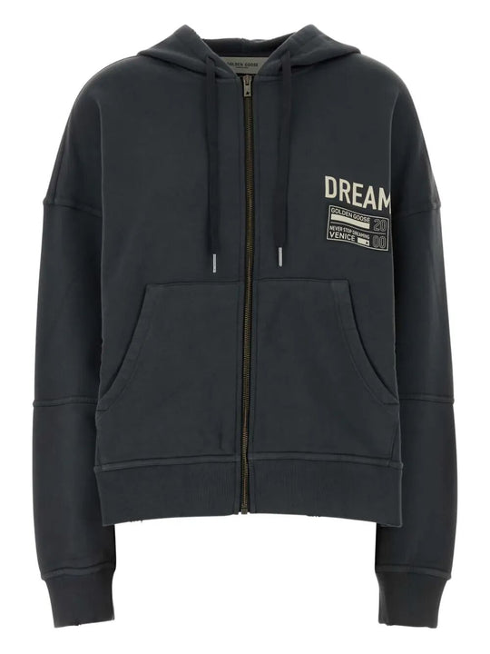 Felpa Con Zip E Cappuccio In Cotone