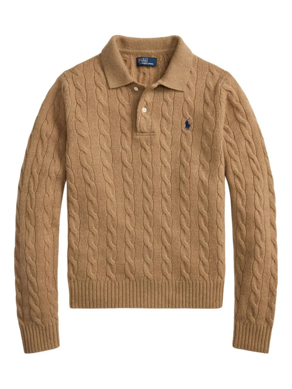 Maglia Polo In Lana E Cashmere A Trecce