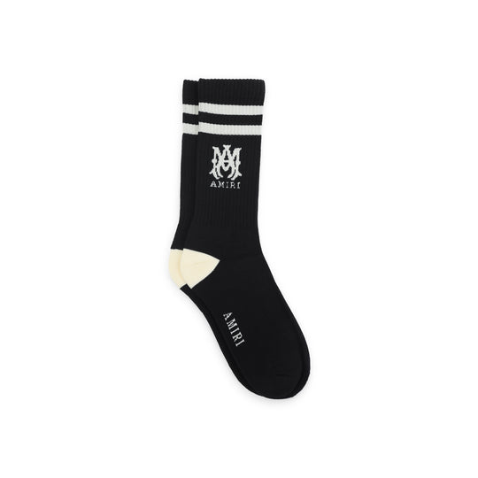 Black Cotton Ma Stripe Socks