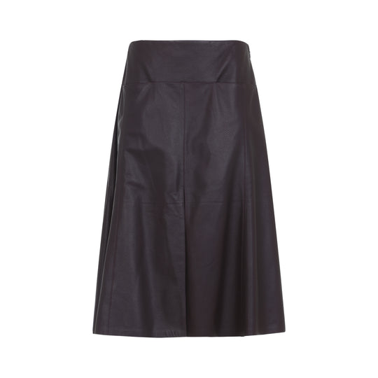 Purple Slit Lamb Leather Midi Skirt