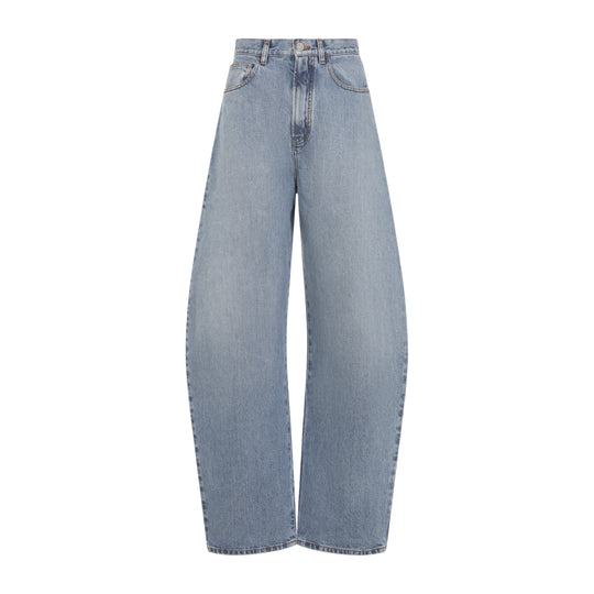 Light Blue Round Cotton Jeans