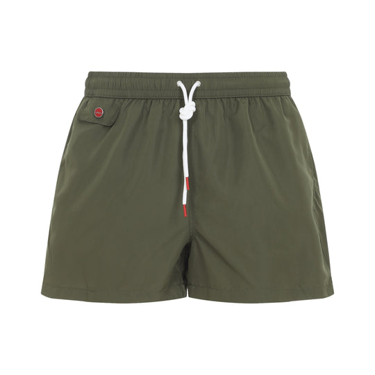 Green Polyester Swim Shorts
