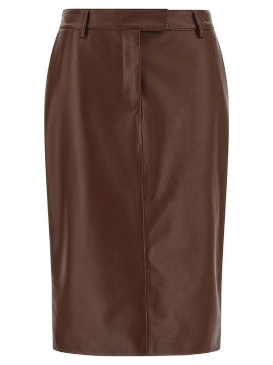 Leather Skirt Gonne Marrone