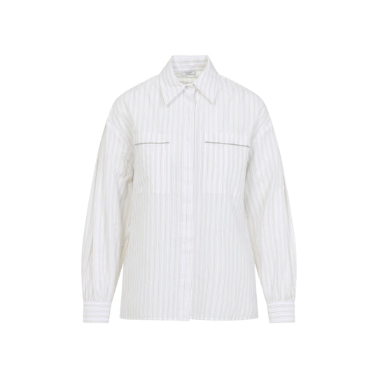 Cappucino Brown Cotton Striped Shirt