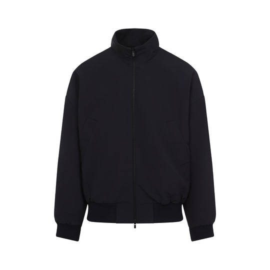 Navy-Blue Virgin Wool High Neck Track Jacket
