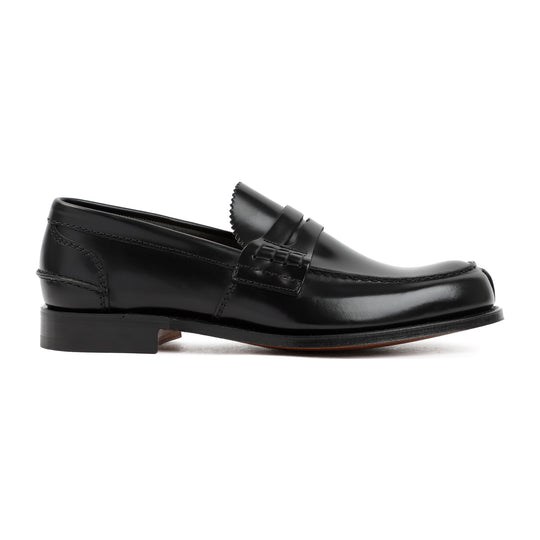 Black Leather Pembrey Loafers