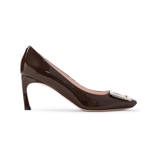Brown Belle Trompette Calf Leather Pumps