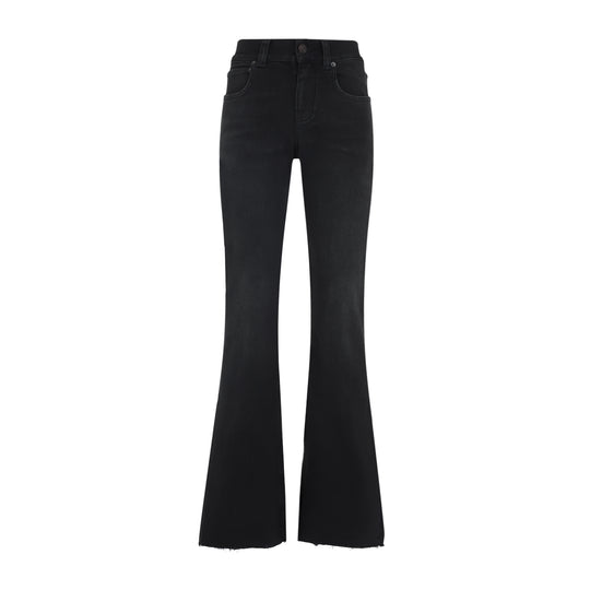 Black Cotton Slim Fit Bootcut Pant