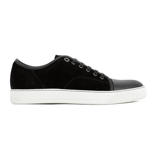 Black Suede And Nappa Captoe Low To Calf Leather Sneakers