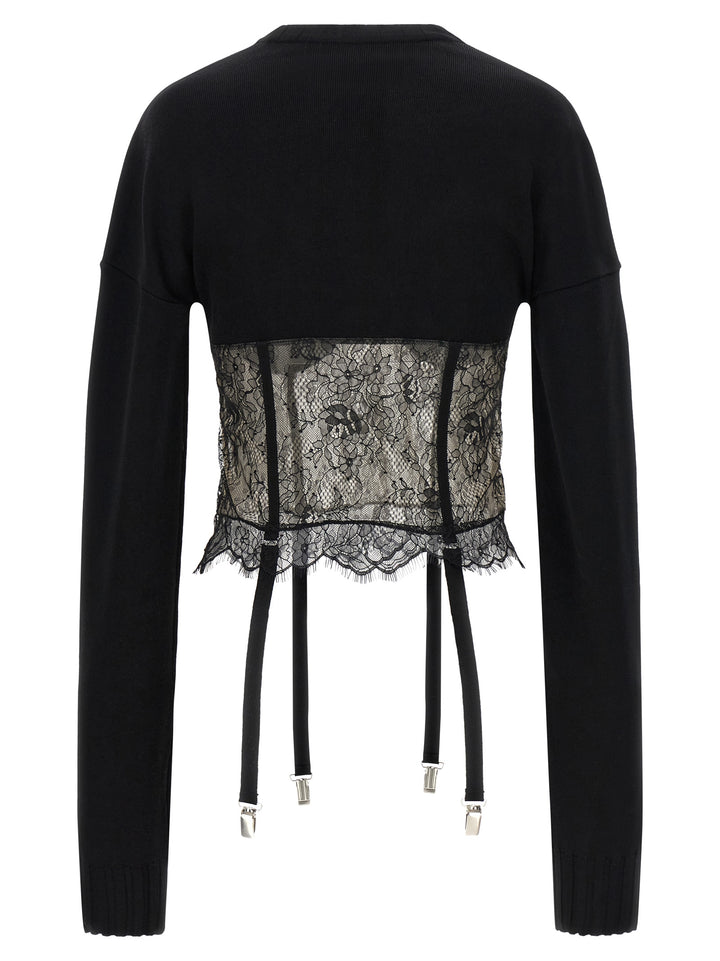 Giuseppe Di Morabito Lace Insert Sweater Maglioni - Nero | afaee4698cac179cfb25e0a689525e439955616d
