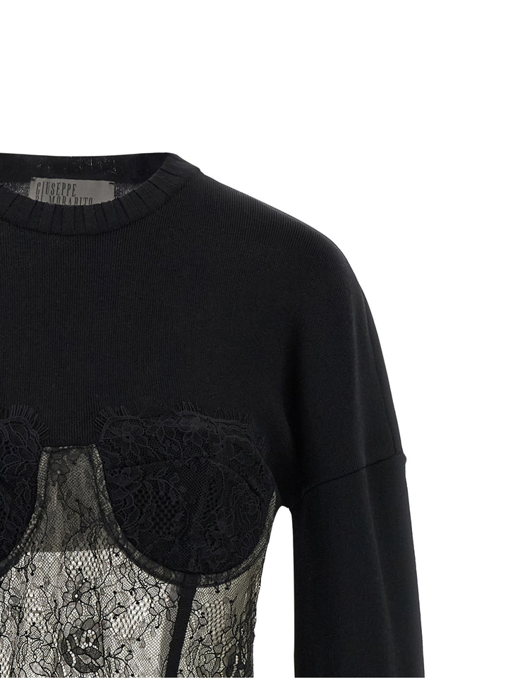 Giuseppe Di Morabito Lace Insert Sweater Maglioni - Nero | d005b3d8dfc078a8fb549a4cc6bd37e3bd6378f0