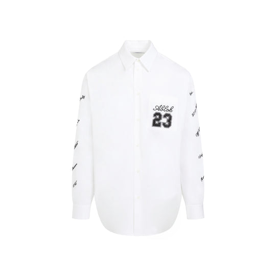 White Black 23 Logo Heavycot Cotton Overshirt