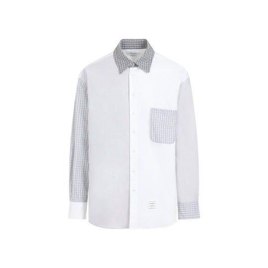 White Cotton Funmix Oversized Long Sleeve Shirt