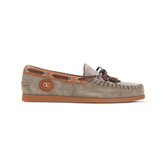 Dark Khaki Beige Suede Leather Palm Avenue Boat Shoes