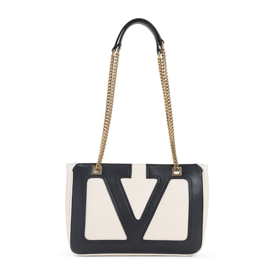White Leather Viva Superstar Small Tote Bag
