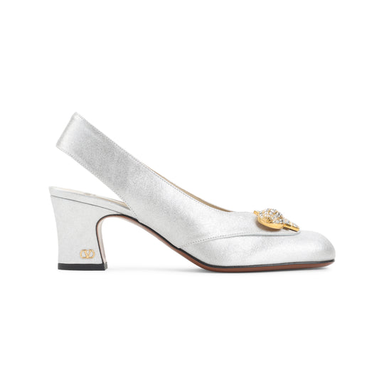 Silver Leather Adamantine T.60 Slingback
