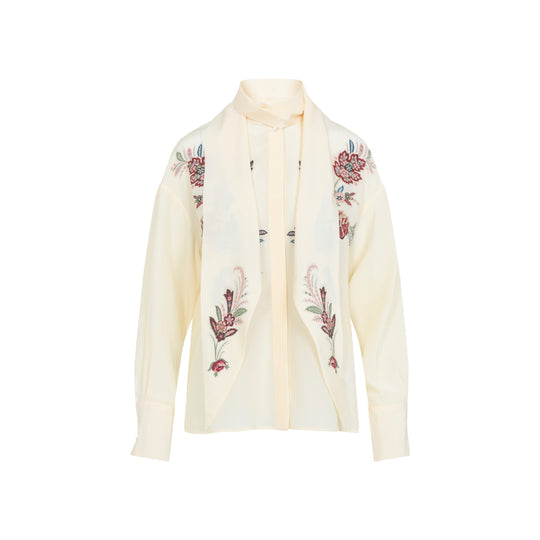 Printed White Silk Shirts