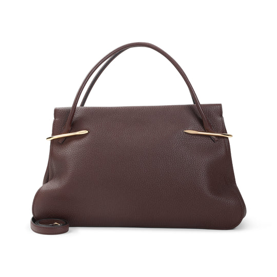 Brown Pinch Large Calf Leather Shoulder Bag