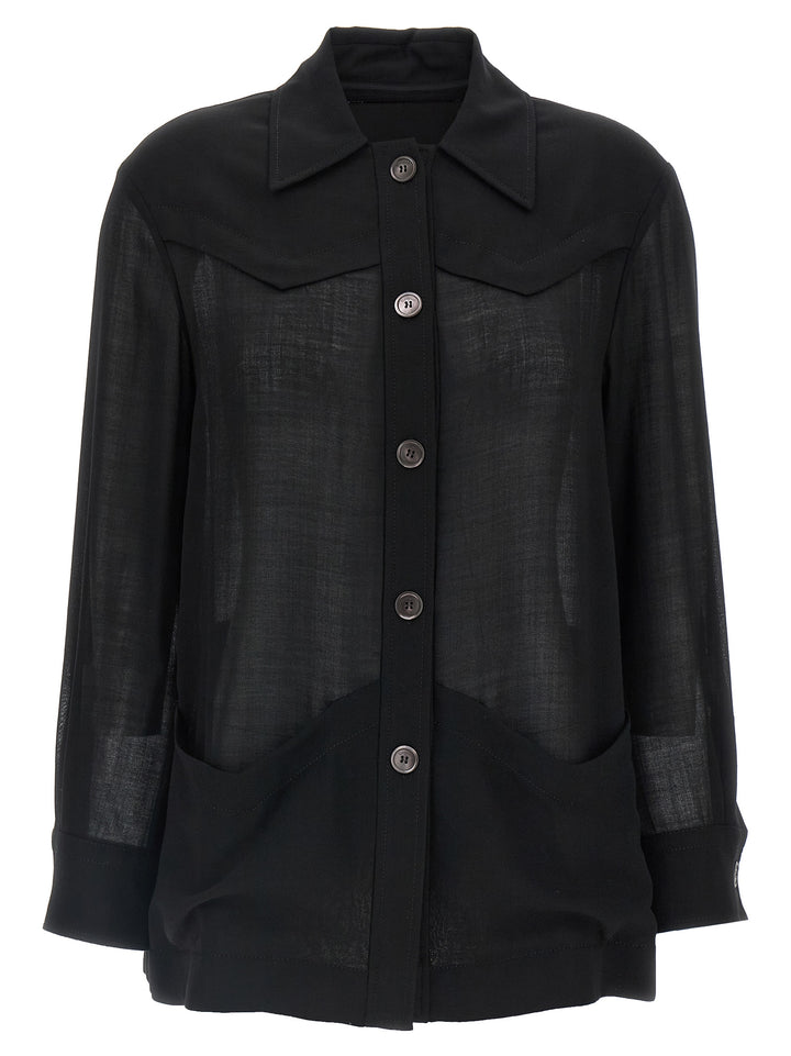 Ferragamo Semi-Sheer Wool Jacket Camicie - Nero | f1582e7a5ee2bc3fbd2bade36ea4d8afd42f3b54