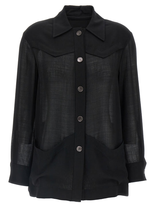 Semi-Sheer Wool Jacket Camicie Nero