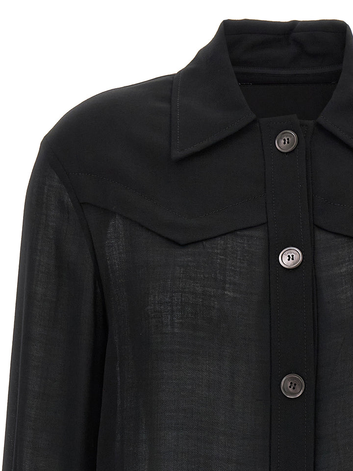 Ferragamo Semi-Sheer Wool Jacket Camicie - Nero | 06ecae144ef1b75049b99f6d53039db3aa571216