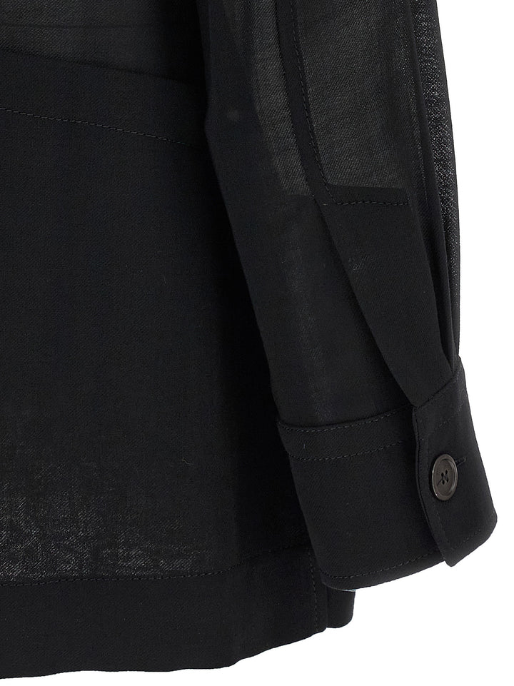 Ferragamo Semi-Sheer Wool Jacket Camicie - Nero | b95755882d0aa0963e50b527d5aa74b76aab66de
