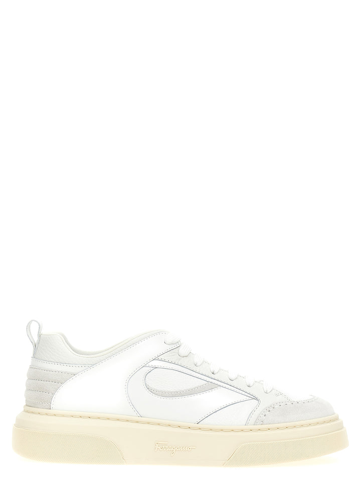 Ferragamo Cassina Mix Sneakers - Bianco | e155bdd8778850ac2f3e089fc564e8e570c18e30